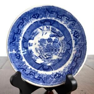 Vintage Blue Willow Transferware Plate 4.5" Blue and White Porcelain Chinoiserie